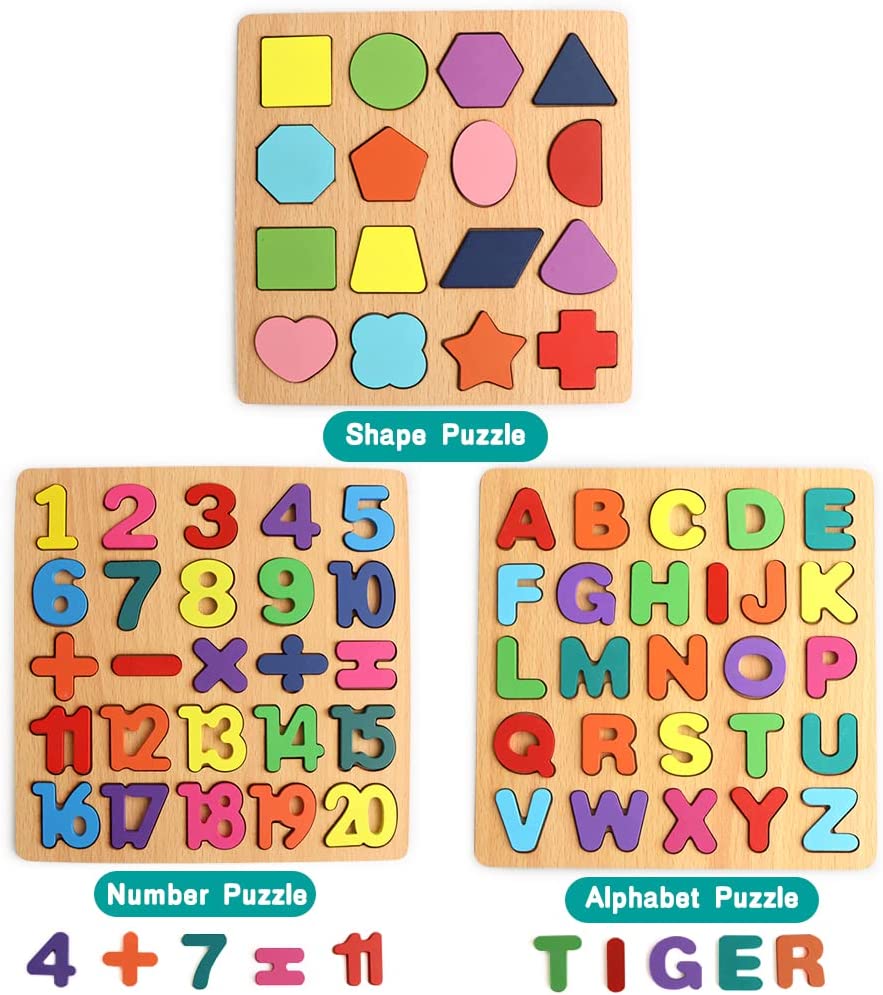 Rompecabezas de madera para niños pequeños, con forma de número del ...