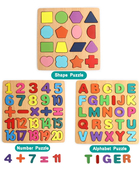 Venta de Rompecabezas de madera para niños pequeños, con forma de número del alfabeto ABC, rompecabezas 3 en 1, bloques educativos, juguetes de tablero en Panamá. A sólo $9.99. Entrega gratis. Garantía Mercologo.