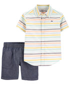 Venta de Conjunto camisa manga corta a rayas y pantalón corto para Niños en Panamá. A sólo $22.49. Entrega gratis. Garantía Mercologo.