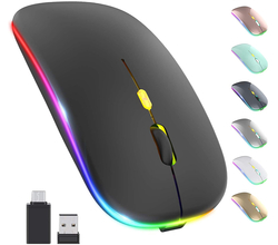 Venta de Ratón inalámbrico LED, ratón silencioso delgado recargable 2.4G portátil ratón óptico de oficina móvil con receptor USB y tipo C, 3 DPI ajustable para portátil, PC, ordenador portátil, computadora de escritorio (negro) en Panamá. A sólo $21.99. Entrega gratis. Garantía Mercologo.