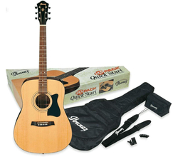 Venta de Paquete de Guitarra acústica Ibanez color natural, incluye estuche, correa y afinador en Panamá. A sólo $199.95. Entrega gratis. Garantía Mercologo.