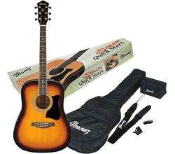 Venta de Paquete de Guitarra acustica Ibanez color  sunburst, incluye estuche, correa, afinador, correa en Panamá. A sólo $199.95. Entrega gratis. Garantía Mercologo.