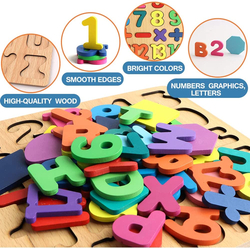Venta de Rompecabezas de madera para niños pequeños, con forma de número del alfabeto ABC, rompecabezas 3 en 1, bloques educativos, juguetes de tablero en Panamá. A sólo $9.99. Entrega gratis. Garantía Mercologo.