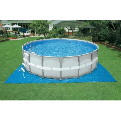 Venta de Piscina Intex familiar 14’X42” escalera, filtro y bomba, cobertor y lona base en Panamá. A sólo $429.99. Entrega gratis. Garantía Mercologo.