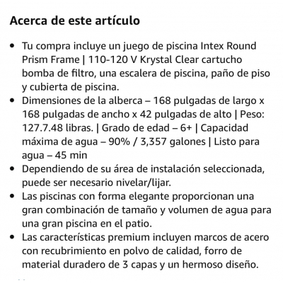 Venta de Piscina Intex familiar 14’X42” escalera, filtro y bomba, cobertor y lona base en Panamá. A sólo $429.99. Entrega gratis. Garantía Mercologo.