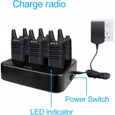 Venta de Retevis RT22 Walkie Talkies recargables manos libres 2 vías radio bidireccional (paquete de 6) con cargador múltiple de 6 vías en Panamá. A sólo $99.99. Entrega gratis. Garantía Mercologo.