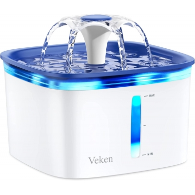 Venta de Veken Fuente para mascotas de 2 L, fuente de agua automática para gatos o perros con bomba inteligente (azul plástico) en Panamá. A sólo $15. Entrega gratis. Garantía Mercologo.