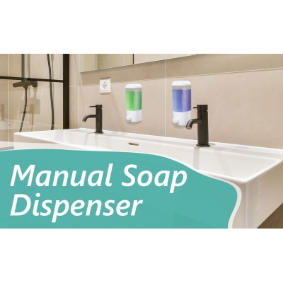Venta de Dispensador de jabón manual de 500ml para montar en la pared para champú, loción y mucho más en Panamá. A sólo $4. Entrega gratis. Garantía Mercologo.
