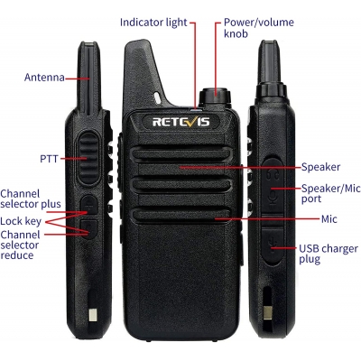 Venta de Retevis RT22 Walkie Talkies recargables manos libres 2 vías radio bidireccional (paquete de 6) con cargador múltiple de 6 vías en Panamá. A sólo $99.99. Entrega gratis. Garantía Mercologo.