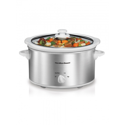 Venta de OLLA DE COCCIÓN LENTA  / SLOW COOKER 4QT RECIPIENTE CERAMICA BLANCA CON PLATEADO | HAMILTON BEACH en Panamá. A sólo $34.99. Entrega gratis. Garantía Mercologo.