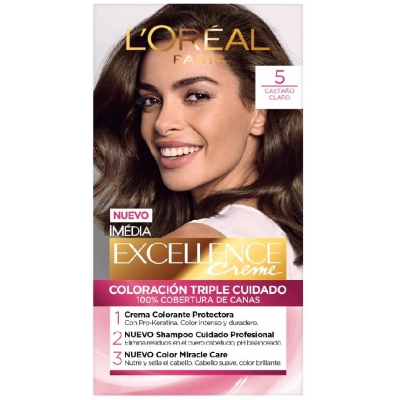 Venta de L'OREAL PARIS | EXCELLENCE 5 CASTAñO CLARO | TINTE DE CABELLO PERMANENTE en Panamá. A sólo $8.35. Entrega gratis. Garantía Mercologo.