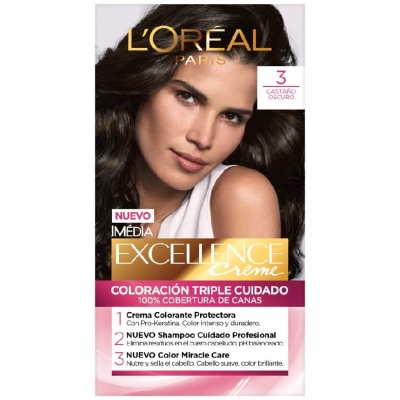 Venta de L'OREAL PARIS | EXCELLENCE 3 CASTAÑO OSCURO | TINTE DE CABELLO PERMANENTE en Panamá. A sólo $8.35. Entrega gratis. Garantía Mercologo.