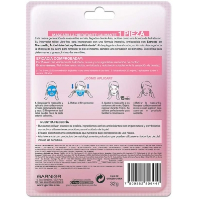 Venta de GARNIER SKINACTIVE | MASCARILLA EN TELA HIDRA BOMB | CALMANTE | MANZANILLA | 32G x 1 en Panamá. A sólo $3.1. Entrega gratis. Garantía Mercologo.