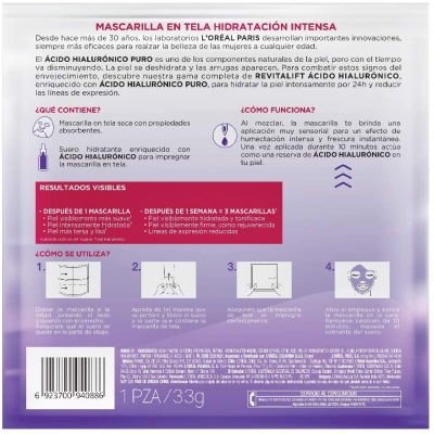 Venta de L'OREAL SKIN EXPERT | REVITALIFT ÁCIDO HIALURÓNICO | MASCARILLA x 1 en Panamá. A sólo $5.24. Entrega gratis. Garantía Mercologo.