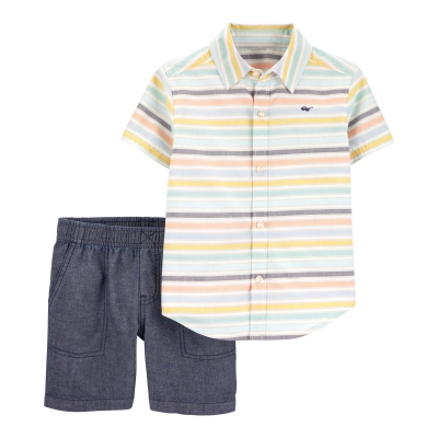 Venta de Conjunto camisa manga corta a rayas y pantalón corto para Niños en Panamá. A sólo $22.49. Entrega gratis. Garantía Mercologo.
