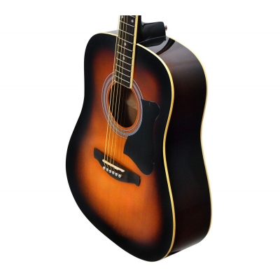 Venta de Paquete de Guitarra acustica Ibanez color  sunburst, incluye estuche, correa, afinador, correa en Panamá. A sólo $199.95. Entrega gratis. Garantía Mercologo.