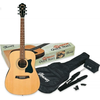 Venta de Paquete de Guitarra acústica Ibanez color natural, incluye estuche, correa y afinador en Panamá. A sólo $199.95. Entrega gratis. Garantía Mercologo.