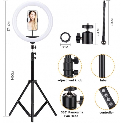 Venta de Aros de Luz LED 12” incluye Trípode de 2.00 mts en Panamá. A sólo $16.99. Entrega gratis. Garantía Mercologo.