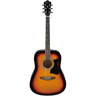 Venta de Paquete de Guitarra acustica Ibanez color  sunburst, incluye estuche, correa, afinador, correa en Panamá. A sólo $199.95. Entrega gratis. Garantía Mercologo.