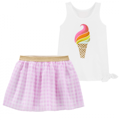 Venta de Conjunto de falda tutú y blusa sin mangas con lazo lateral en Panamá. A sólo $30. Entrega gratis. Garantía Mercologo.