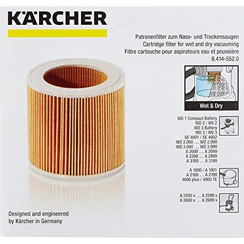 Filtro de cartucho compatible con Karcher Wd2.200 Wd3.500