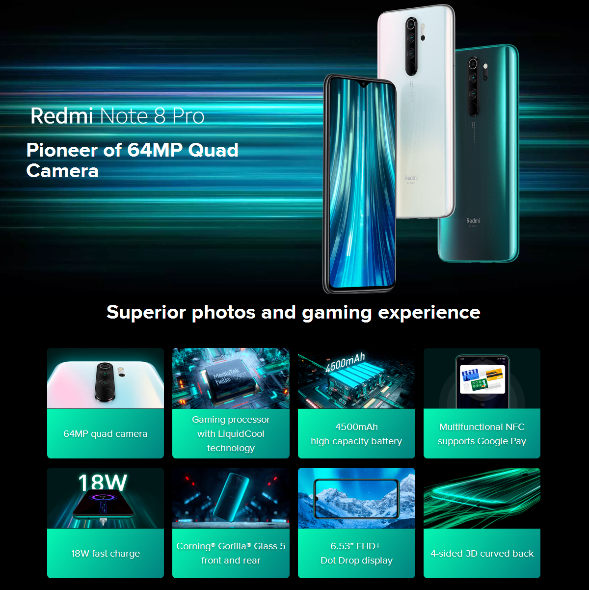 Xiaomi-Redmi-Note-8-Pro-653-pulgadas-64MP-Cuad-Trasero-Caacutemara-6GB-64GB-NFC-4500mAh-Helio-G90T-Octa-Nuacutecleo-4G-Smartphone-1556366